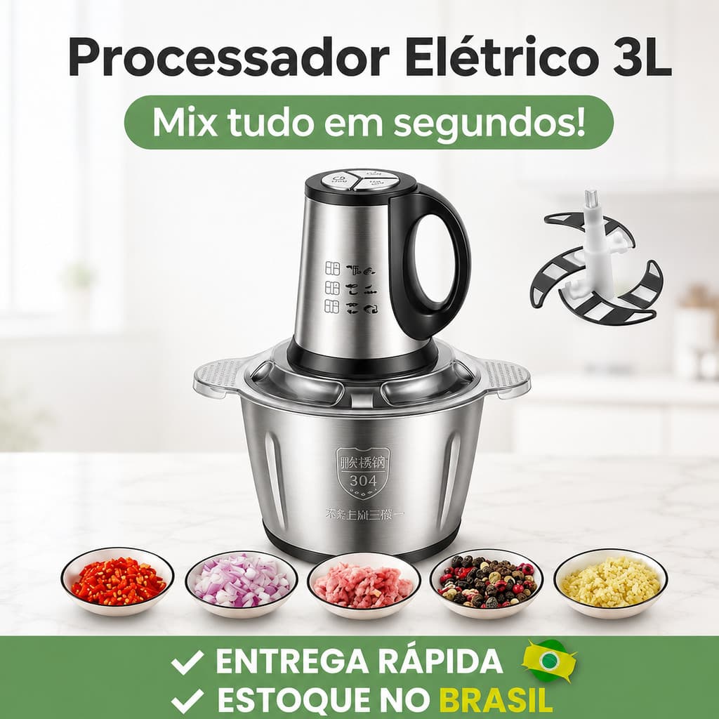 2/3L Picador De Alimentos Moedor De Carne Mixer Elétrica Processador Cozinha Casa Alho - 110v-220v