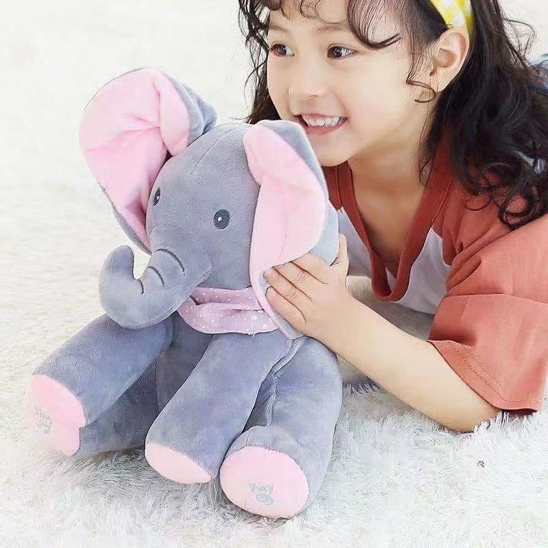 Brinquedo De Pelúcia De Elefante Interativo De Música De Celebridades Da Internet , Brincará Peep-a-boo , Boneca Calmant