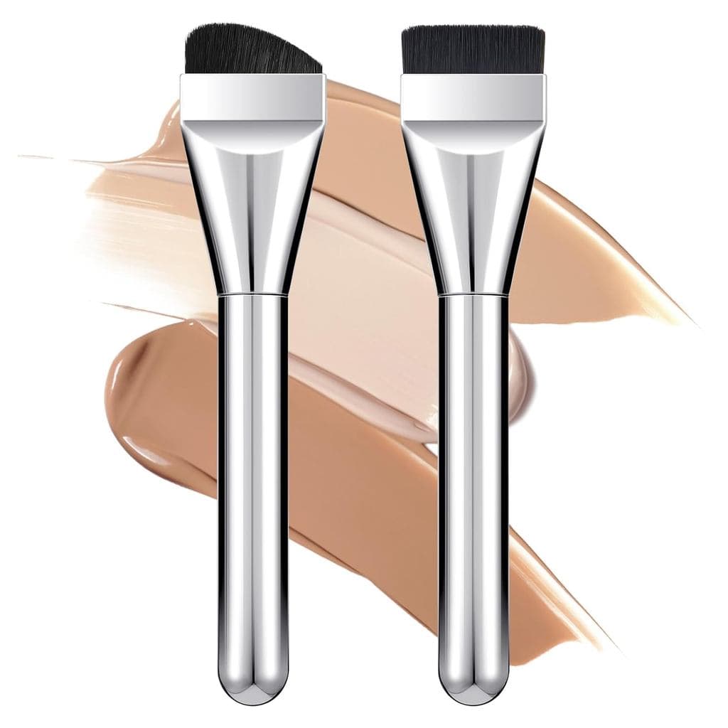 2 pincéis espátula para maquiagem, pincel plano para base, pincéis de maquiagem coreanos para misturar maquiagem líquida