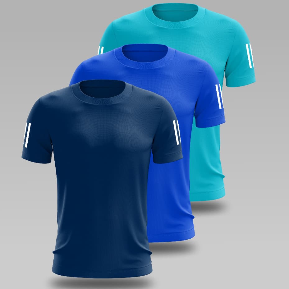 Kit com 3 camisetas dry fit para atividades esportivas 88996 88996 88996