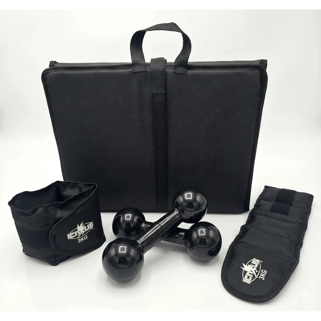 Kit Treino Completo com Colchonete + Halteres peso de mão 3kg + Caneleiras Tornozeleira 3kg