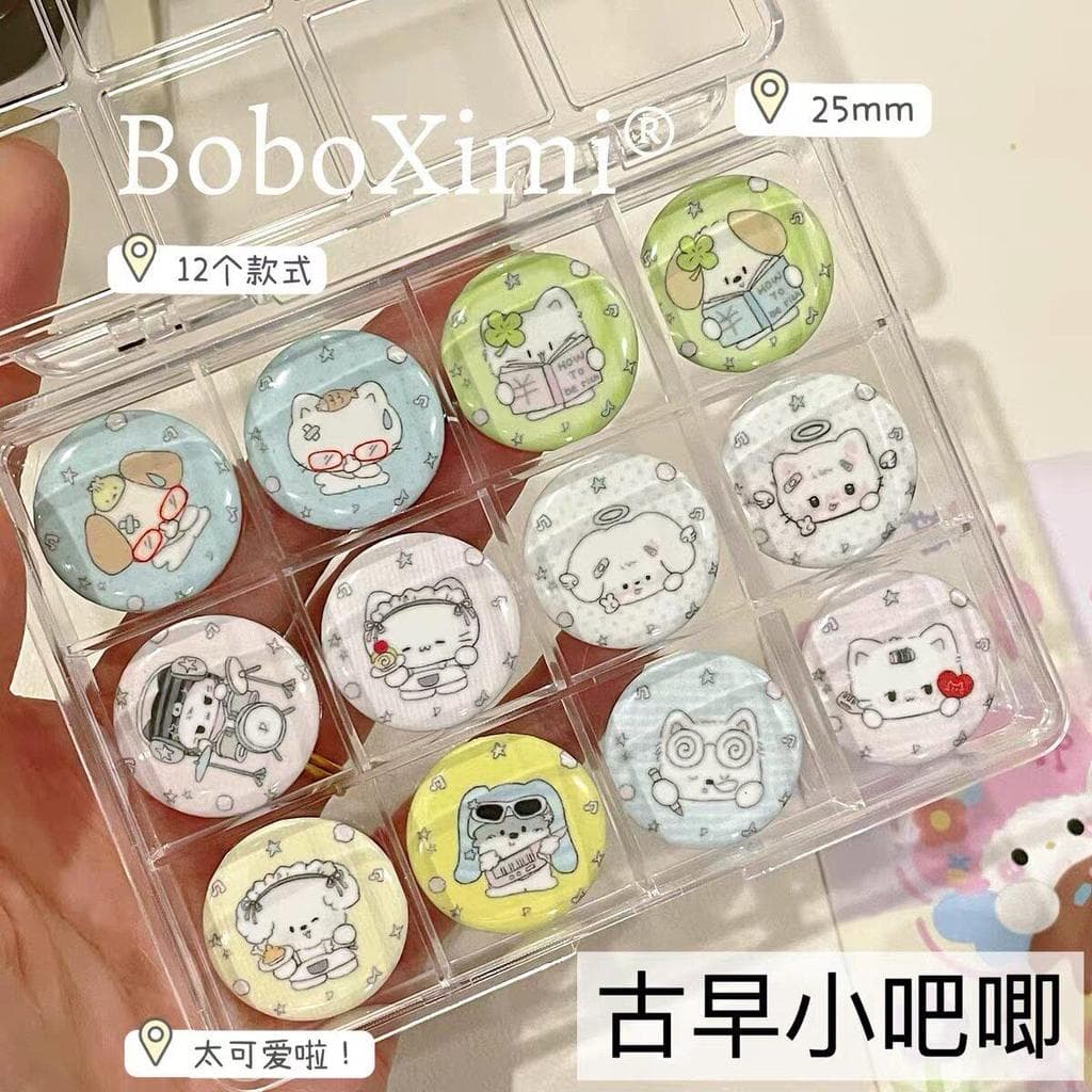 Original bonito antigo sabor Mini barra chi bonito dos desenhos animados manual decoração barra chi 25mm crachá pino bon