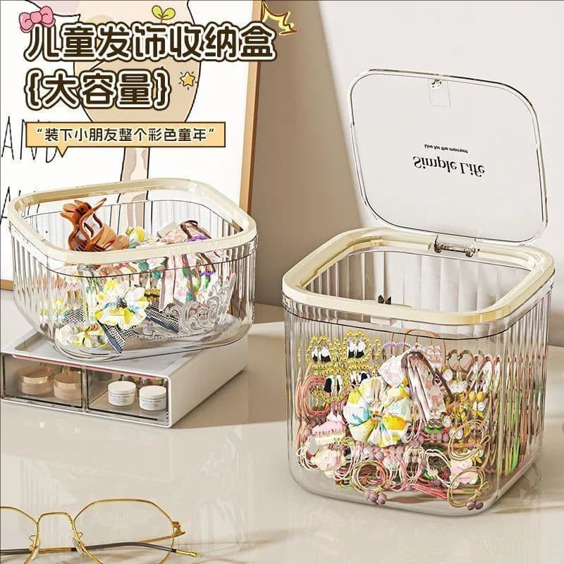Bonito Push tipo caixa de armazenamento grande capacidade Pop-up capa Anti-poeira hairpin faixa de borracha hairpin cord