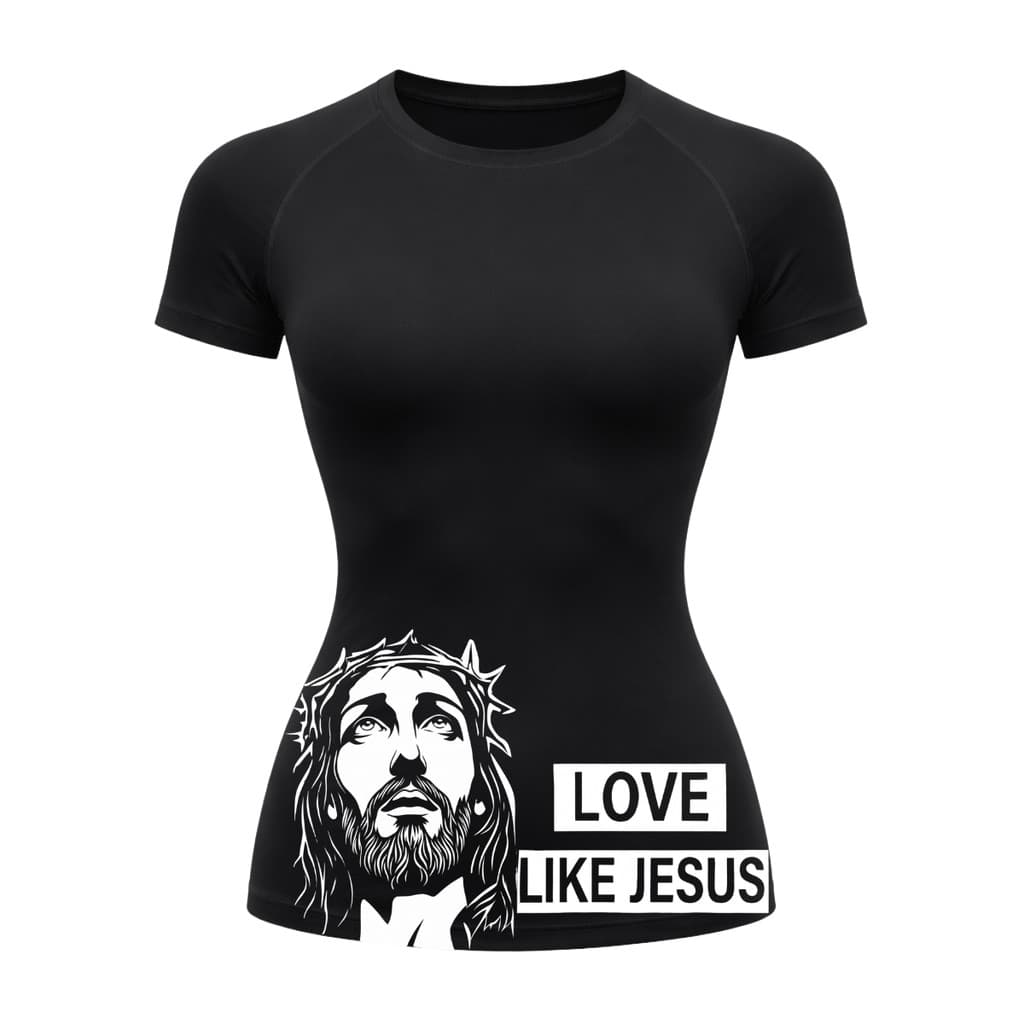Camiseta Compressão Proteção Uv 50+ Manga Curta Blessed Vision Jesus
