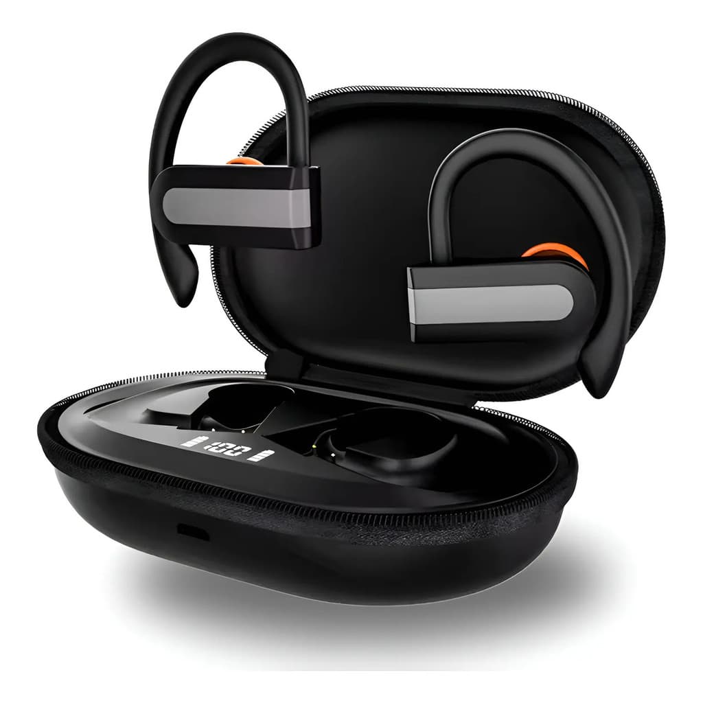 Fone de Ouvido Bluetooth C/ Haste de Orelha Ideal Para Corrida Academia Resistente a Suor