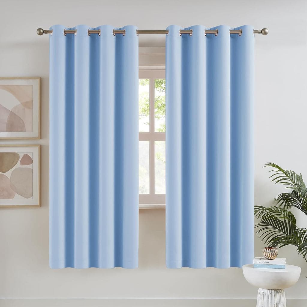Cortina Carminha Azul-claro 2,80x2,60 Para Varão
