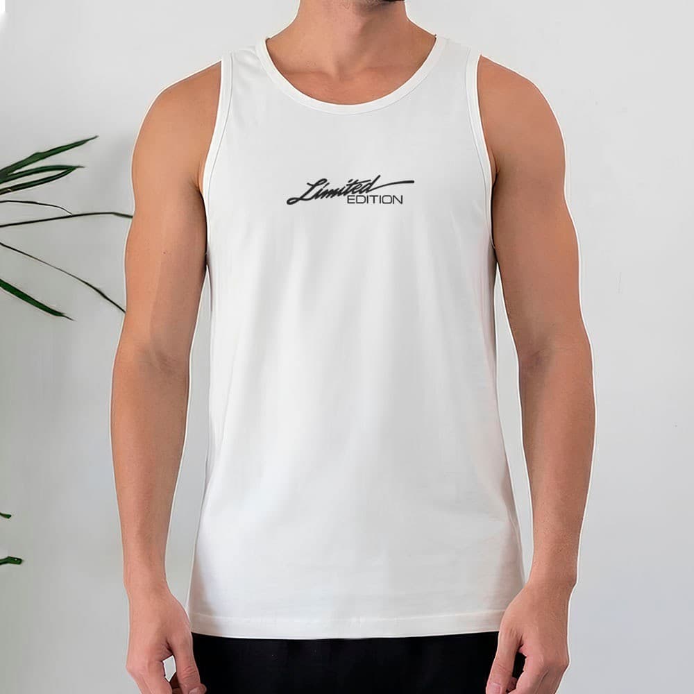 Camiseta Regata Masculina 100% Algodão Limited Edition Tipografia Streetwear Urbano Casual