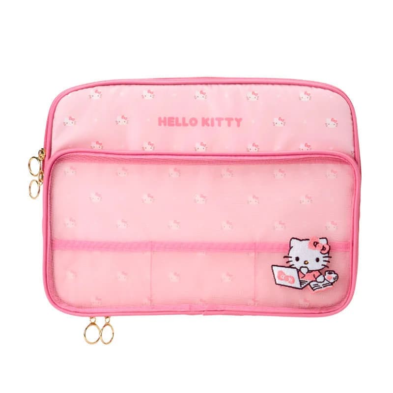 ‌         Capa de Tablet Bordada Hello Kitty & Kuromi – Capa de Laptop Bonita e Leve para Mulheres (À Prova de Choque e