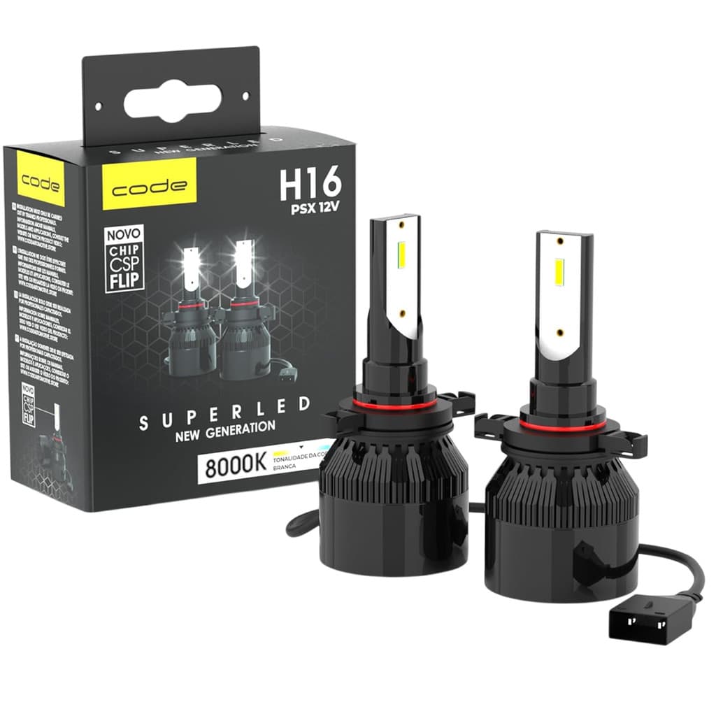 Kit Lampadas Ultra LED Code By Tech One H16 PSX24W 8000k