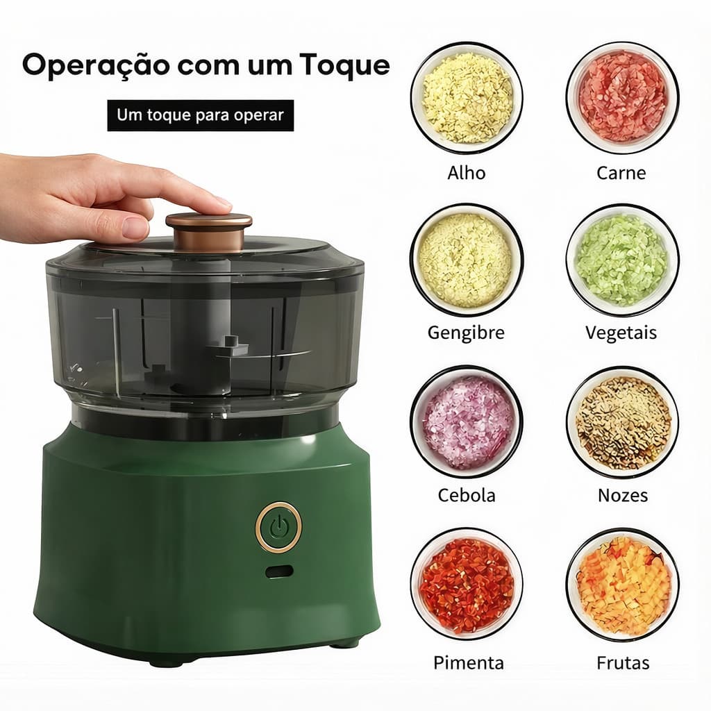 Mini Processador de Alimentos Elétrico Triturador de Carne Alho Cebola Legumes Picador Cozinha Portátil 350ML