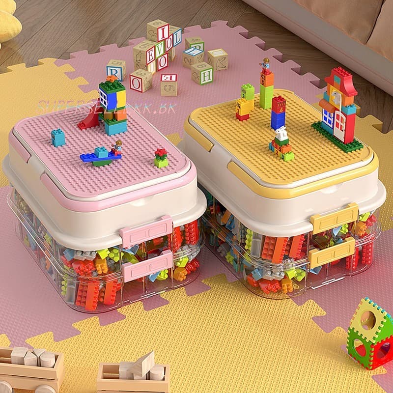 Caixa De Armazenamento De Blocos De Construção Infantis-Organizador Multicamadas Para Brinquedos De Peças Pequenas Legos