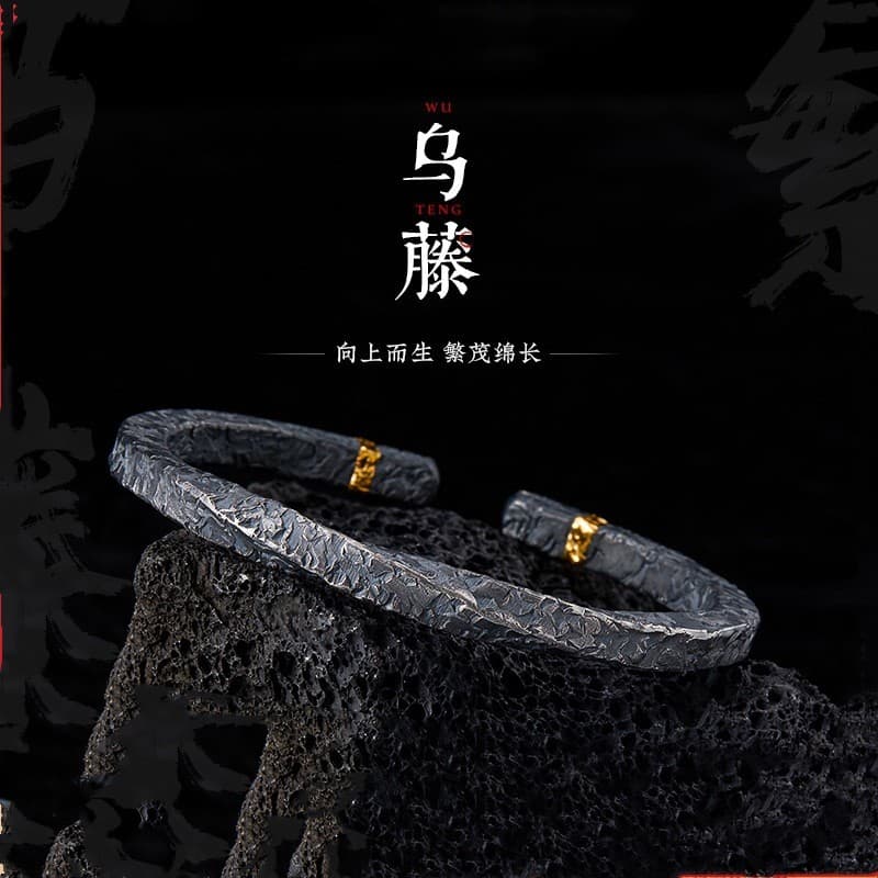 [Treasures] Pulseira Wuteng Flagship Store Anel Mobius Genuíno Masculino PRESENTE Único Ouro Preto PRESENTE