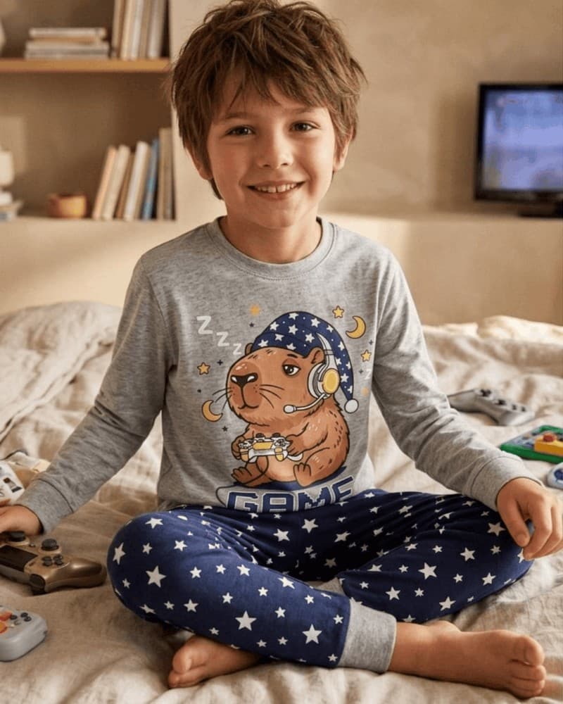 PIJAMA MASCULINO INVERNO COM PUNHO CAPIVARA GAME
