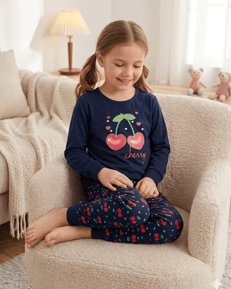 PIJAMA INVERNO FEMININO COM PUNHO CEREJA