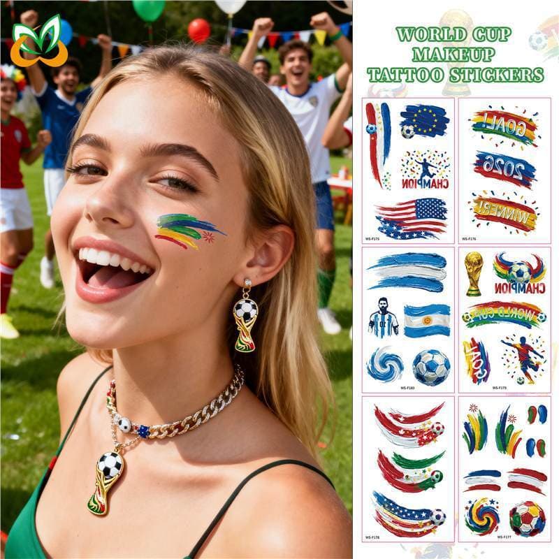 Novos adesivos de tatuagem da copa do mundo de futebol, eventos esportivos, fãs, festa, rosto, adesivos
