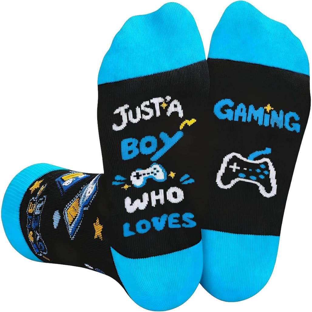 Just A Girl Boy Who Loves Gaming Socks Christmas Gifts for Grandkids Stocking Stuffers for Teen Girl Boy Men Women