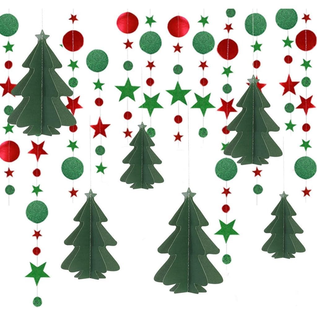 Guirlanda de Papel 3D em Forma de Árvore de Natal, Decorações para Festas, Decoração Suspensa para Casa e Escritório