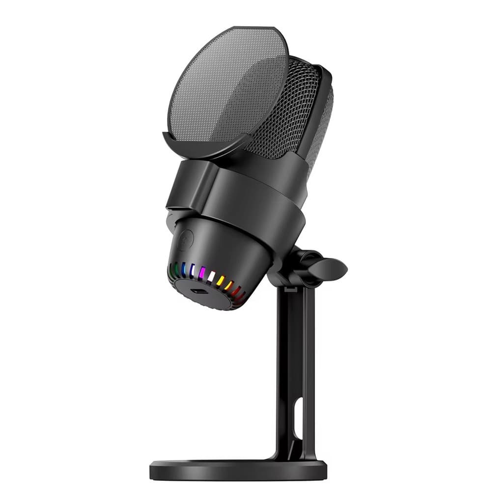 Microfone Condensador USB RGB para Gamer Streaming Podcast Gravação Live Alta Captação DELTA-C101P
