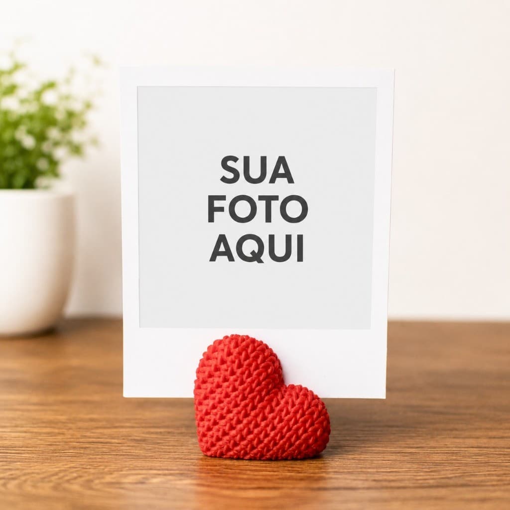 Suporte Porta Foto Coração Crochê Instax Foto e Polaroid Decoração Lembrancinha Presente Criativo