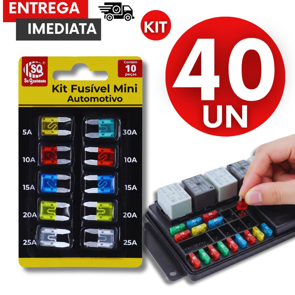 Kit Fusível Automotivo Mini Lâmina 5A a 30A Carro Moto Proteção Elétrica