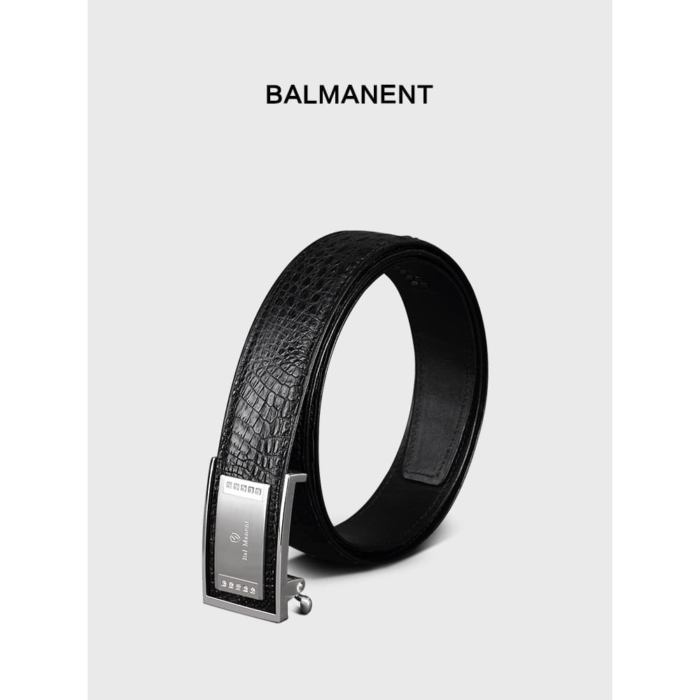 Bamart cinto de couro de crocodilo masculino de negócios, fivela automática de aço inoxidável, cinto de luxo de couro ge