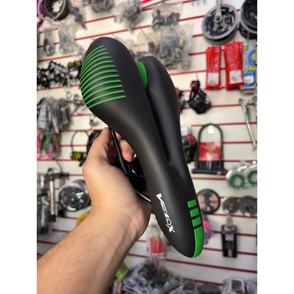 Selim Banco Velox Verde c/ Preto P/ Bike Aro 20 ao 29 Mtb