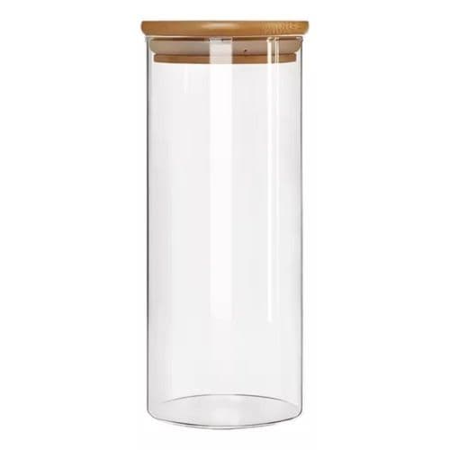 Pote Vidro Hermetico Tampa Bambu Sustentavel 1500ml Armazenamento