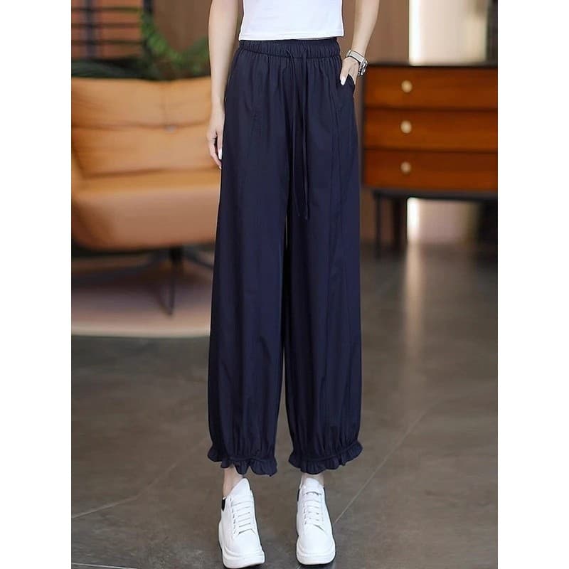 Verão estilo fino fungo calças de renda cintura alta seda gelo mais magro olhar Bloomers Casual respirável All-Match tor