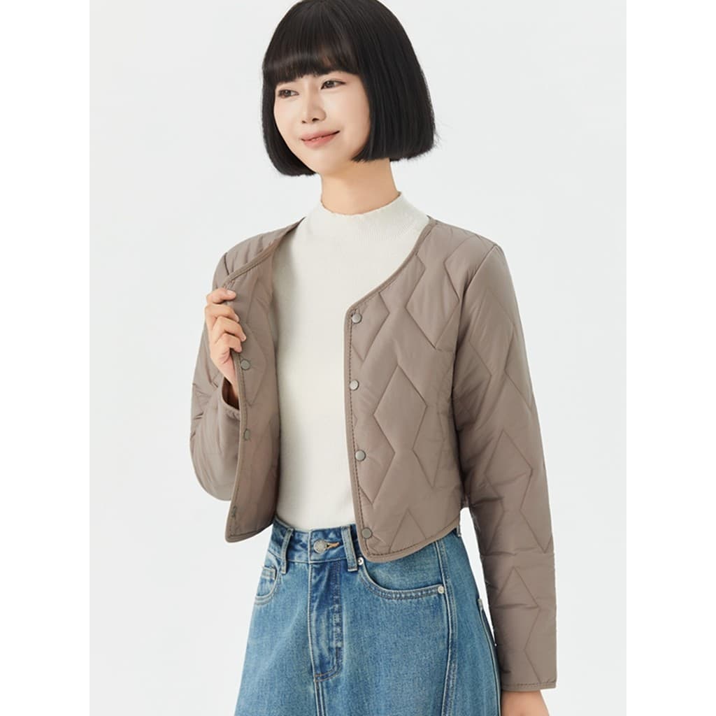 Jaqueta acolchoada feminina curta leve roupa interna pequena jaqueta acolchoada outono inverno Slim-fit jaqueta acolchoa