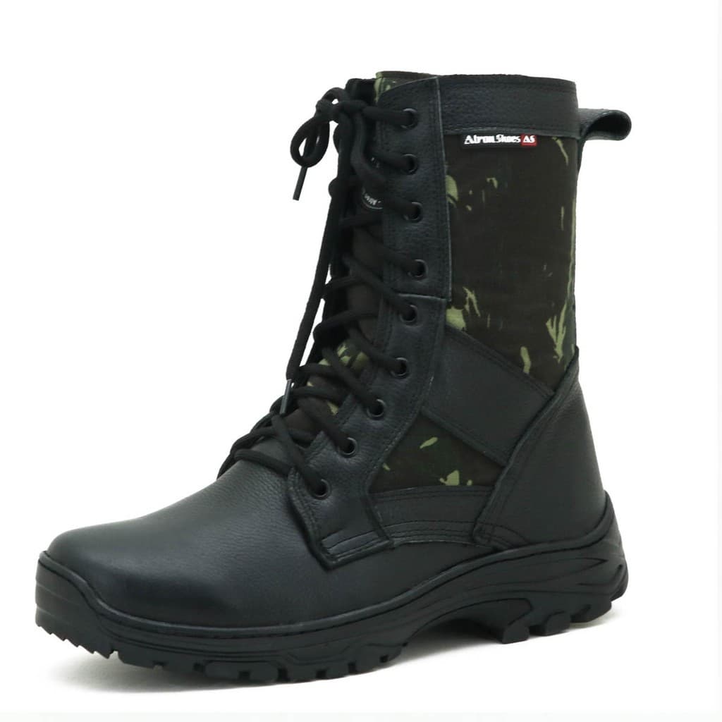 293ATA-Bota Militar de Couro para Caça e Pesca – Verde Camuflado