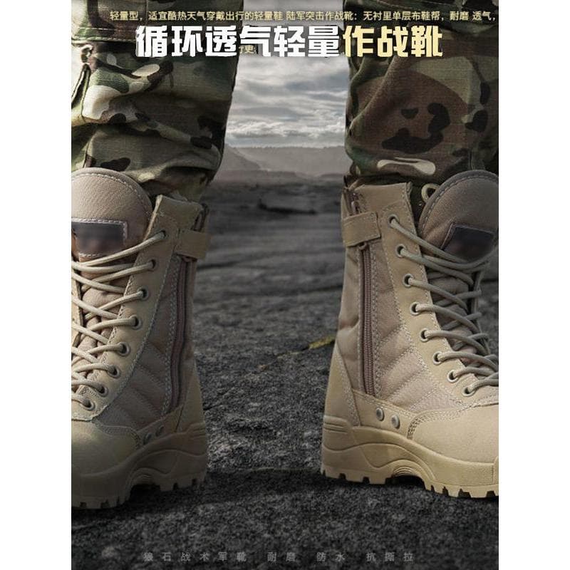 W Botas de combate de lã de inverno Botas táticas masculinas de cano alto ao ar livre respirável ultraleve @-