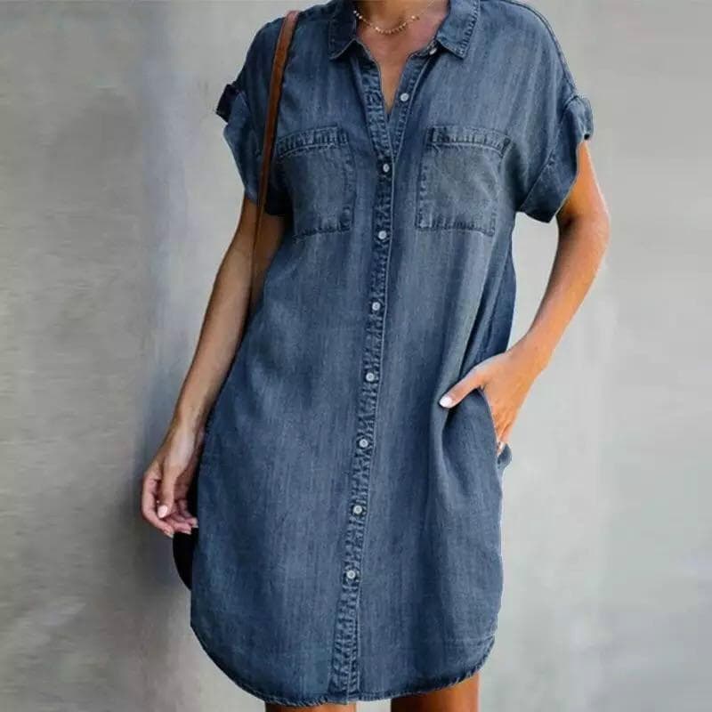 2023 Verão jean Mulheres Vestidos De Festa Senhoras denim Camisa Vestido