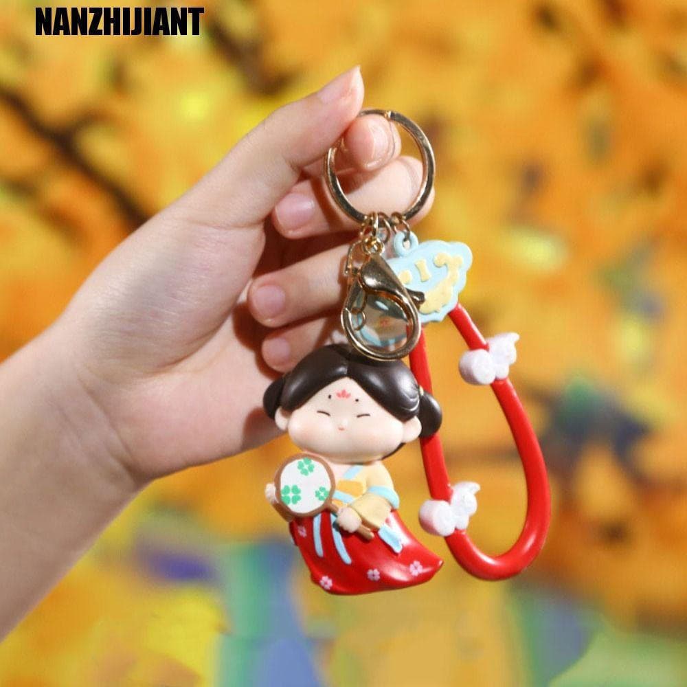 NANZHIJIANT Chaveiro Estilo Chinês , Pingente De Boneca Da Dinastia Tang De Desenho Animado Anti-Perda , De Carro De Res