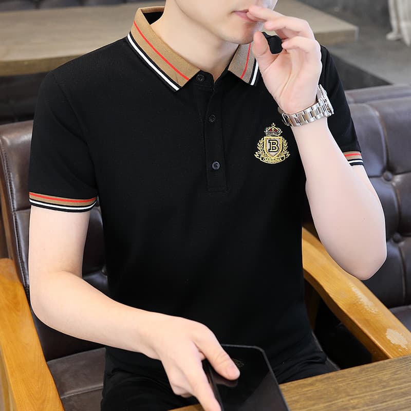 [Ice Silk Cool Feeling] Verão 2024 Novo Estilo Camisa polo Masculina All-Match Versão de Alta Ordem Camiseta Top Trendy