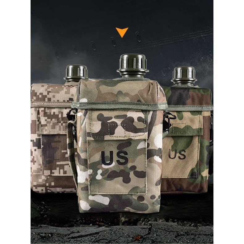 Garrafa de água tática americana dos EUA, grande capacidade, 2L, alça transversal, montanhismo, ciclismo, caminhada, tre