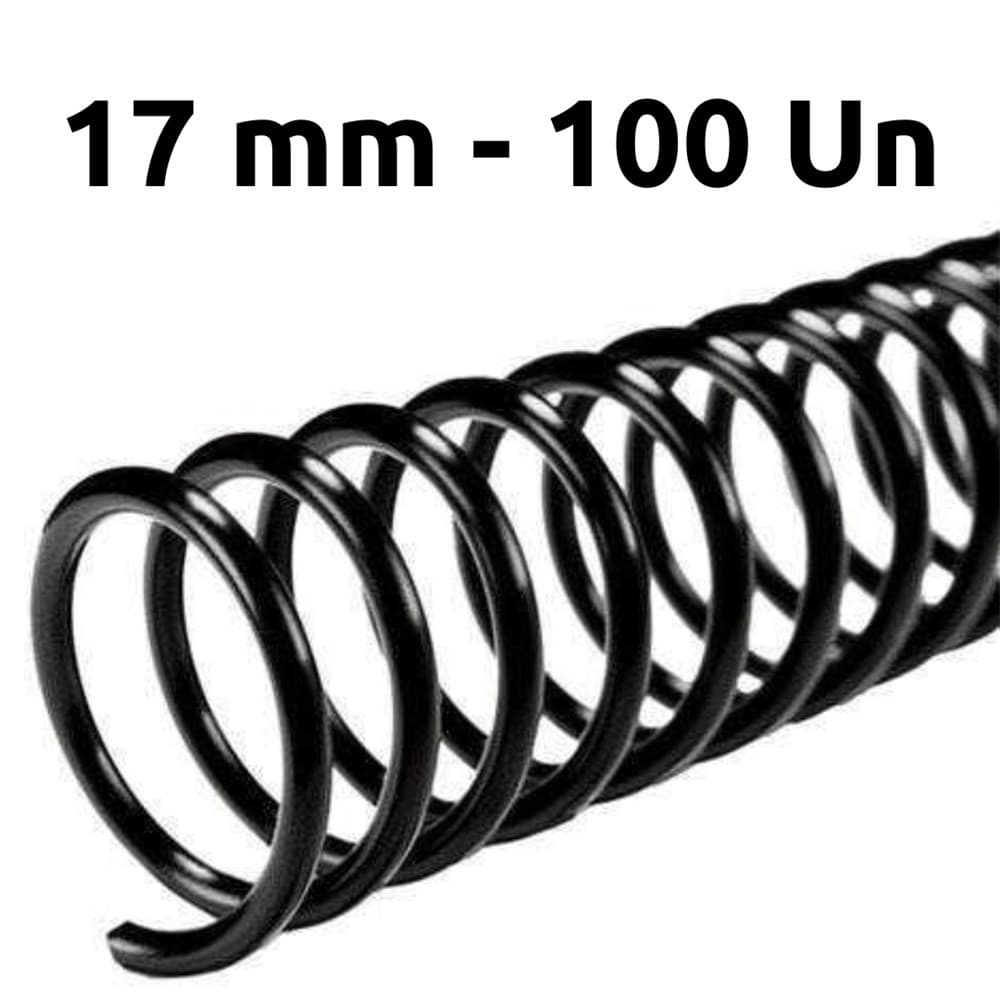ESPIRAL 17MM PRETO PARA 100 FLS, COMBAHAMAS, 100 UN