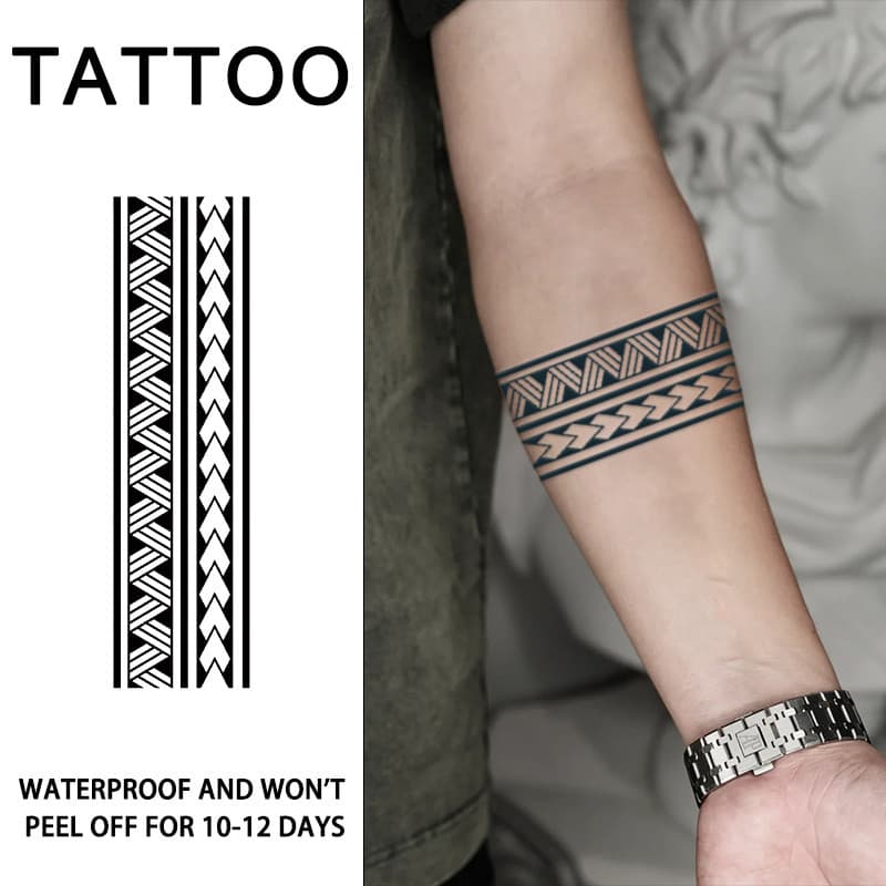 Adesivos de tatuagem temporária para braço, à base de ervas, não reflexivos, à prova d'água, de longa duração, com desig