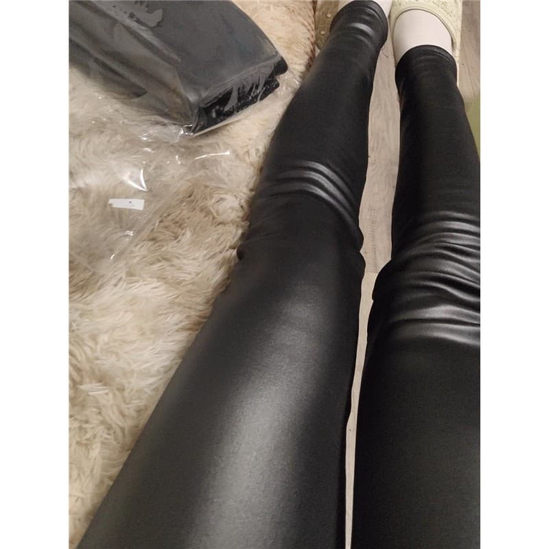 Outono inverno estilo mais magro olhar Leggings calças compridas magro forro de lã preto engrossado inverno magro calças