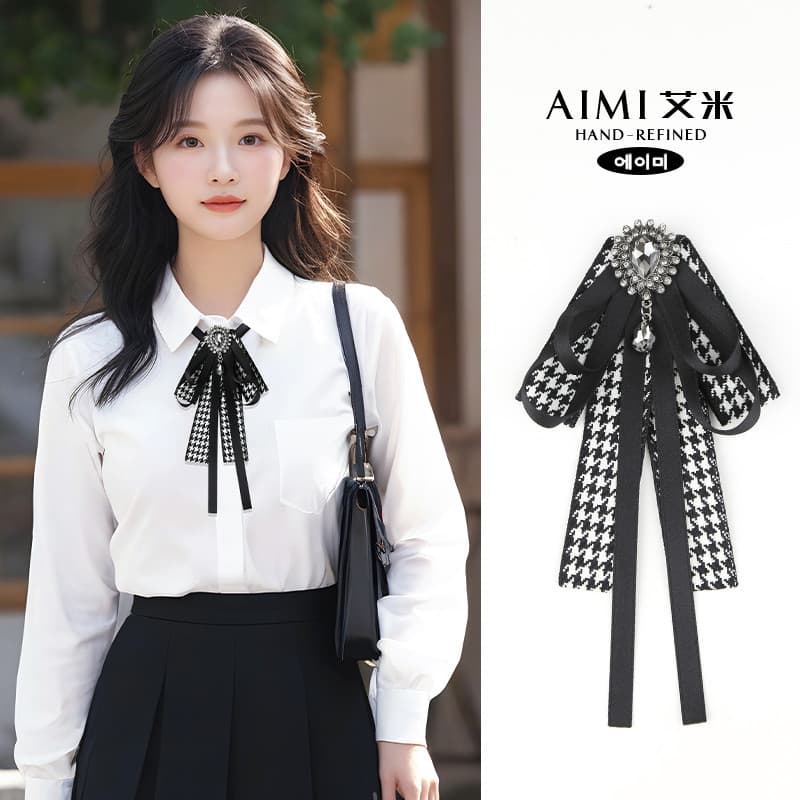 Gravata borboleta decoração feminina doce fita arco camisa preta literária All-Match fresco pino roupas acessórios