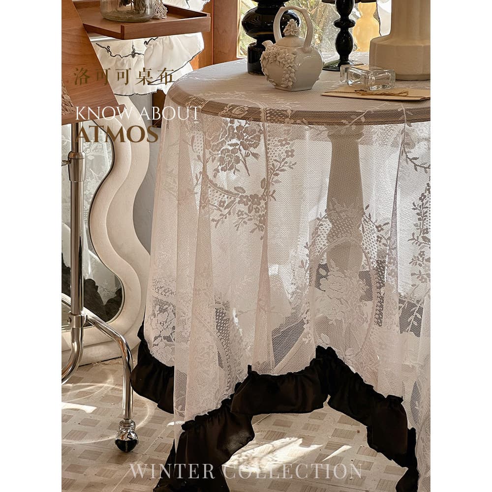 Francês Retro branco renda luz luxo toalha de mesa redonda toalha de mesa de café capa toalha High-End decoração do jard