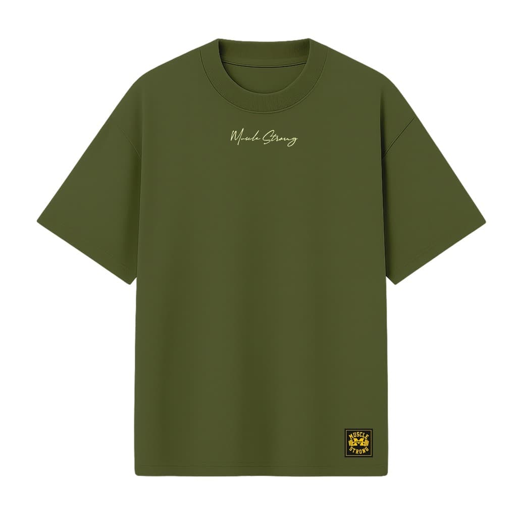 Camiseta Oversized Premium Muscle Strong Assinatura Verde