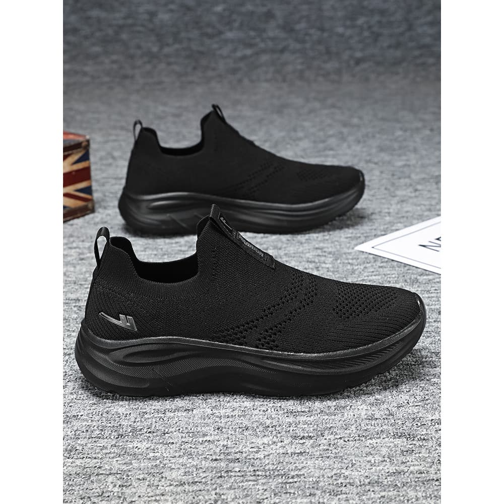 Puxar para trás deslizamento preto sapatos masculinos verão respirável sapatos esportivos trabalho masculino tamanho gra