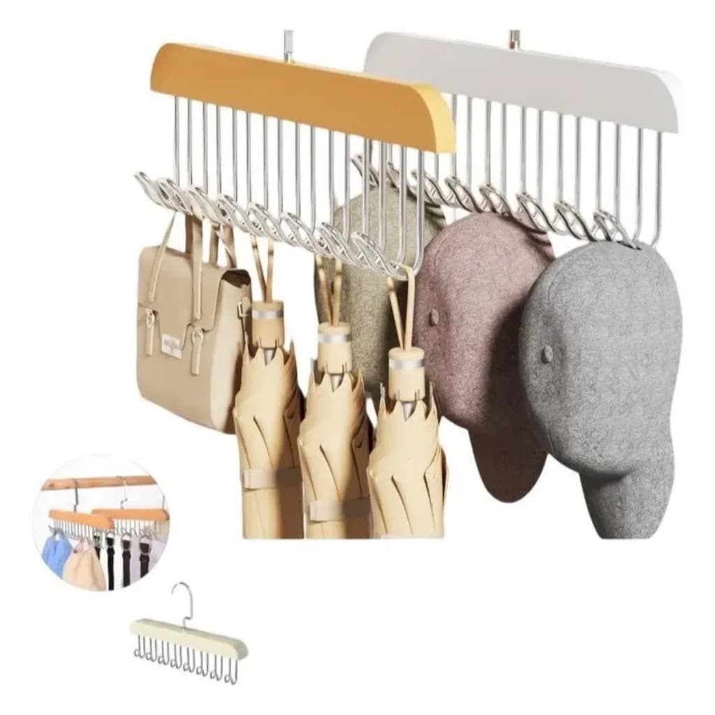 Conjunto de 2/3/4 peças de cabide de madeira multifuncional, adequado para cintos, gravatas, cachecóis, sutiãs, colares,