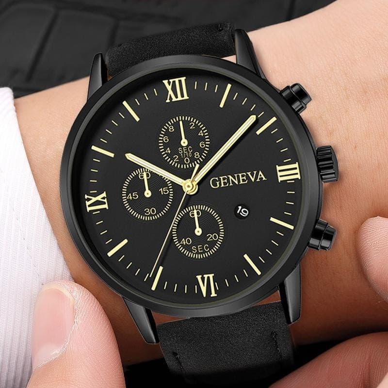 Relógio Masculino/Pulseira De Couro Casual Com Movimento De Quartzo/Calendário /