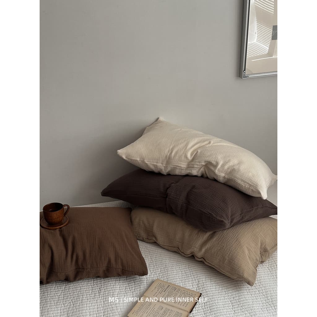 Cor sólida fio duplo único produto combinando algodão puro fronha par pacote travesseiro couro único 48x74cm fronha
