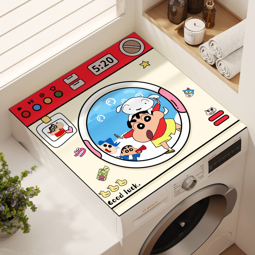 Crayon Shin-Chan tambor máquina de lavar roupa Anti-poeira capa Diatom lama à prova dwaterproof água protetor solar almo