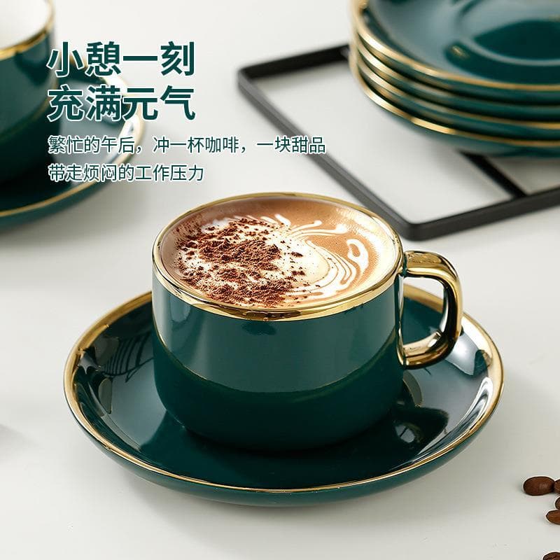 Xícara de café requintada e moderna luz de luxo copo doméstico cerâmica conjunto chá europeu utensílios de mesa pires xí
