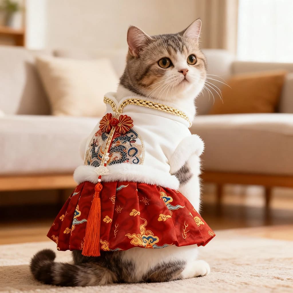 Estilo chinês roupas de gato estilo chinês Tang terno outono inverno Muppets azul branco quente pequenos cães de estimaç