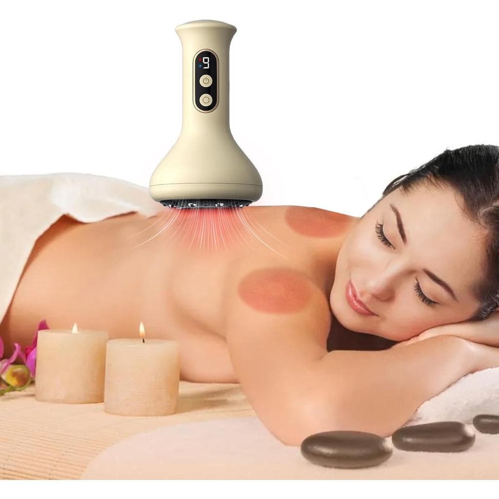 Massageador Portátil 2 em 1 para Raspagem e Ventosaterapia - 9 Modos de Sucção Elétrica a Vácuo para Recuperação Muscula