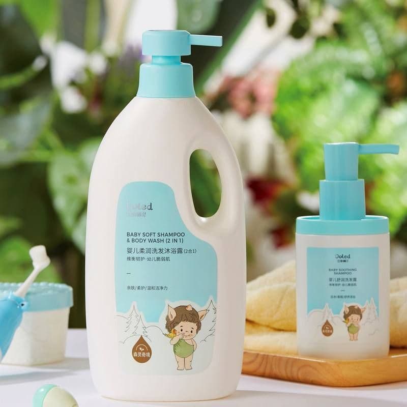 Genuíno Dolly Elf 1200ml Shampoo para bebês Lavagem corporal Crianças Cuidados com o bebê Dois em um Estudante Mãe Bebê